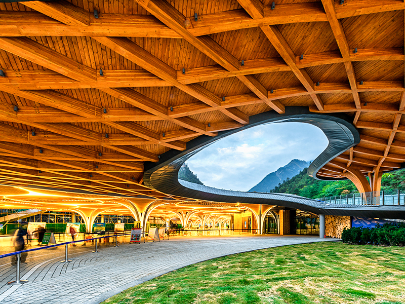 Wooden Structure Service Facility Para sa mga Turista sa Jiuzhaigou